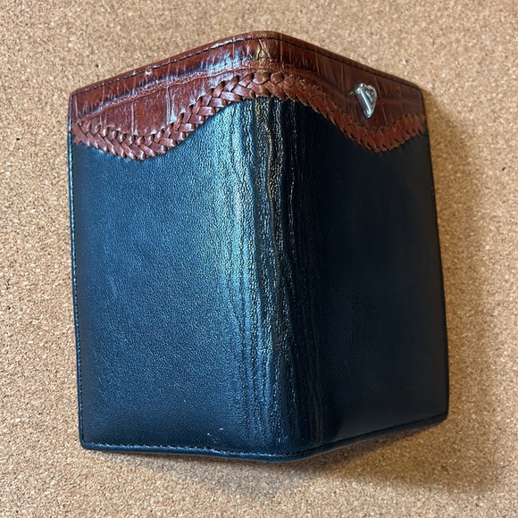 Brighton Leather Black with Brown Croc Wallet Classic  Brighton Heart Accent - Picture 7 of 11